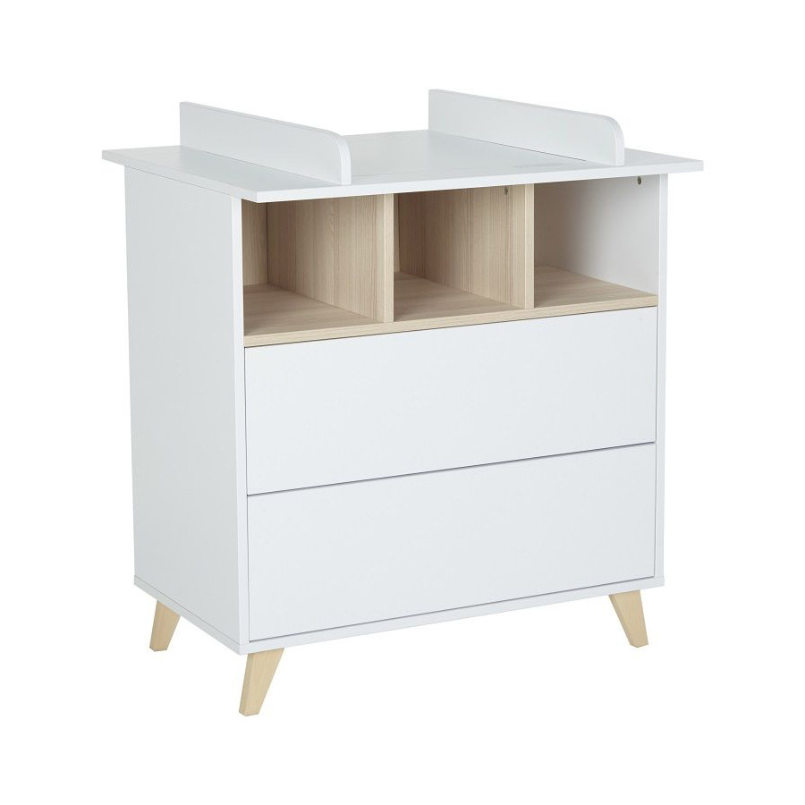 Commode Loft blanche - 2 tiroirs