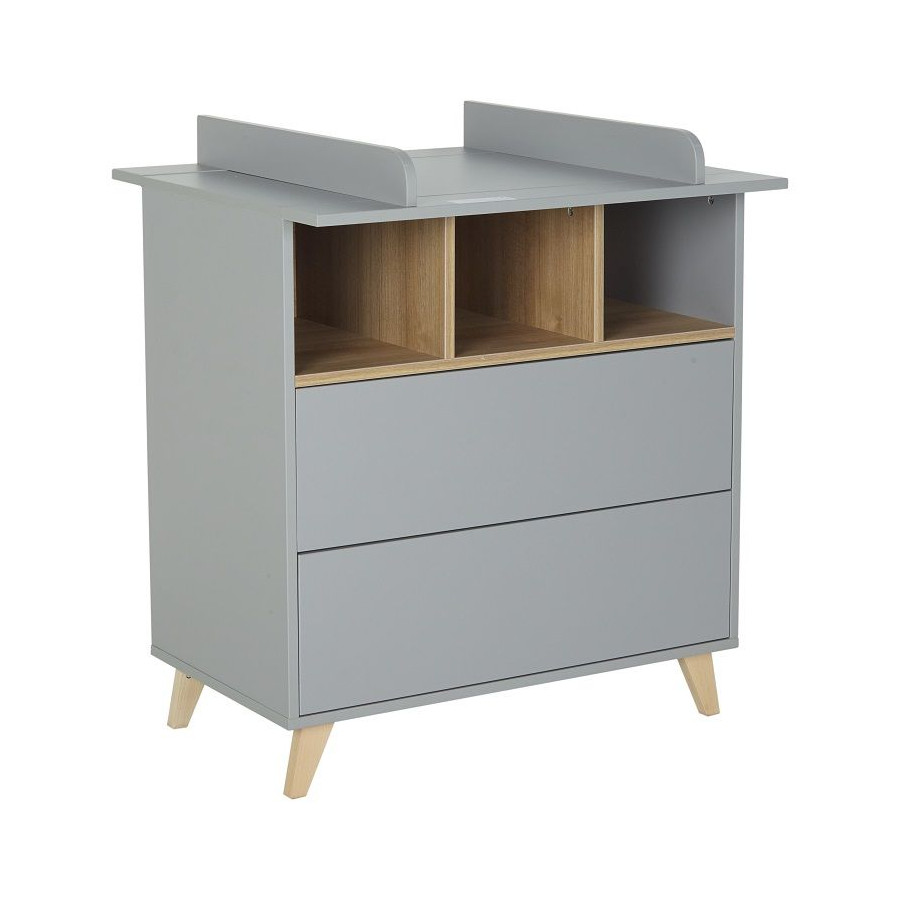 Commode Loft gris clair - 2 tiroirs