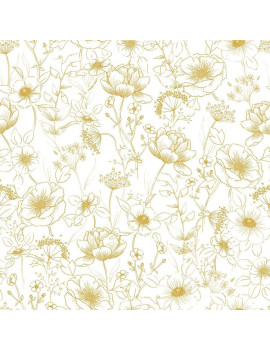 Papier peint Petites fleurs or