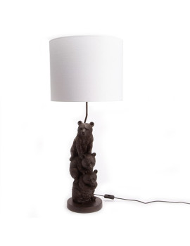 Lampe 3 Oursons lin blanc