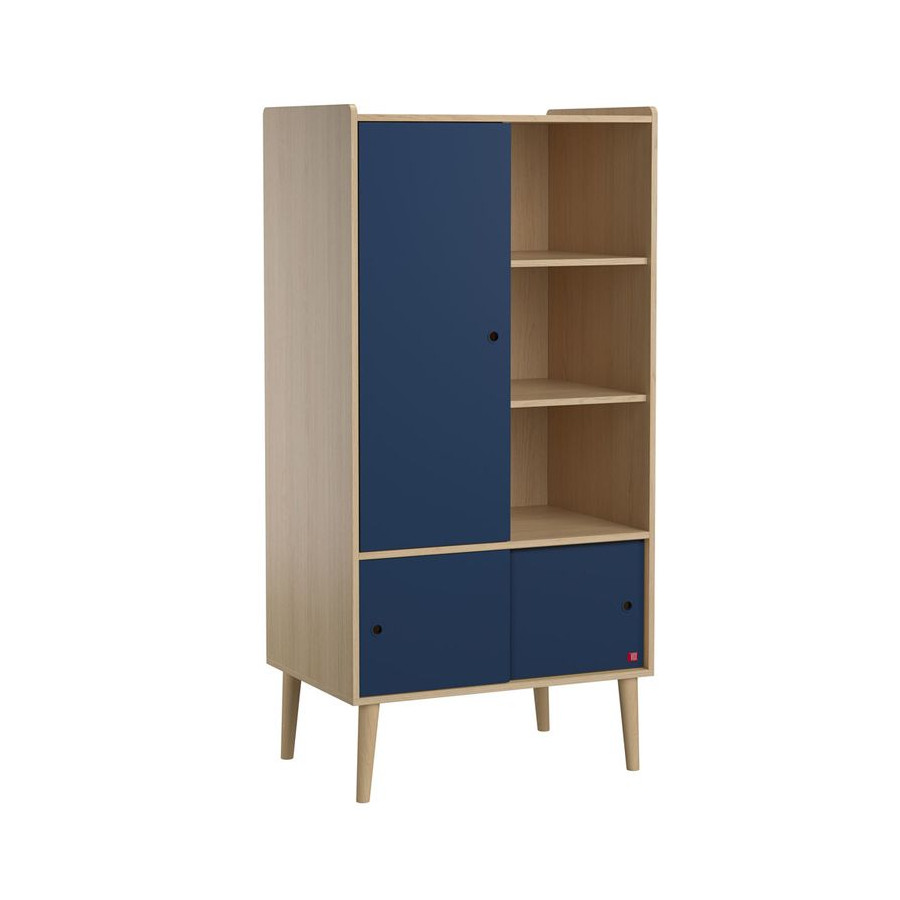 Armoire Retro bois naturel et bleu Vox