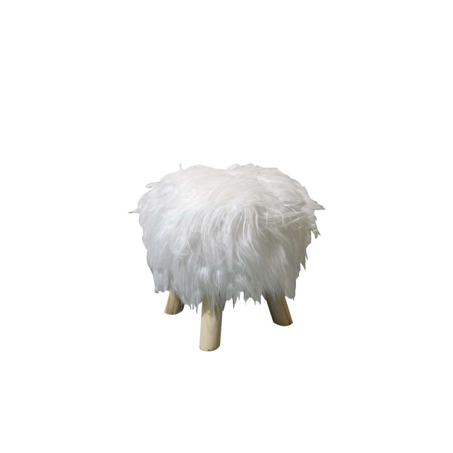 Pouf cabra fourrure blanche