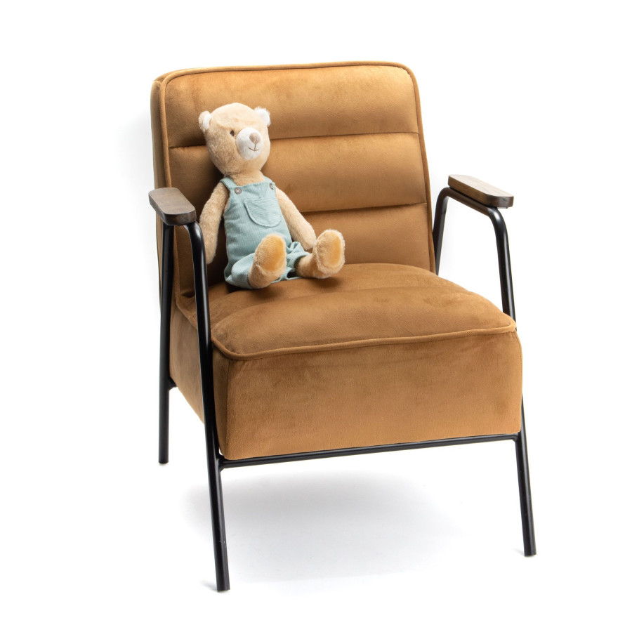 Fauteuil enfant Hutch Cosy en velours beige