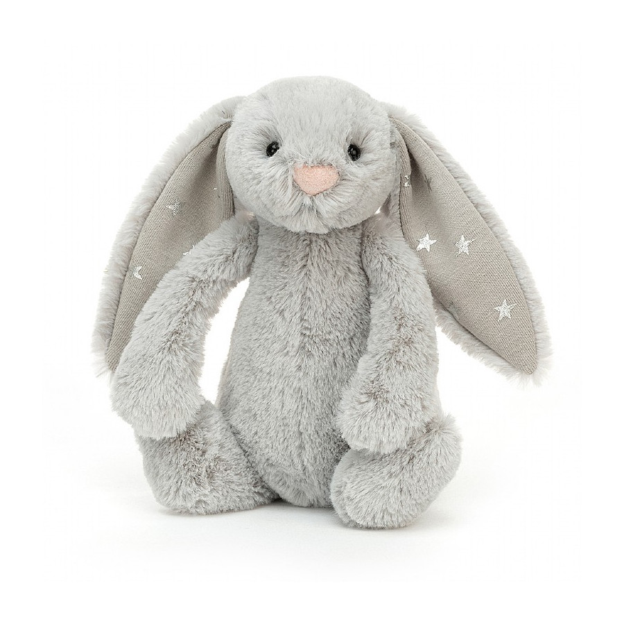 Doudou enfant lapin blanc et gris